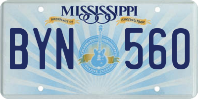 MS license plate BYN560