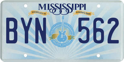 MS license plate BYN562