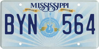 MS license plate BYN564