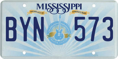 MS license plate BYN573