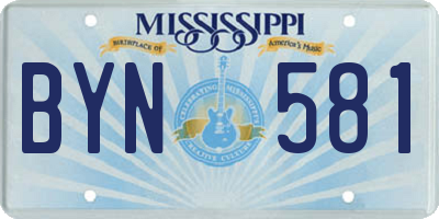 MS license plate BYN581