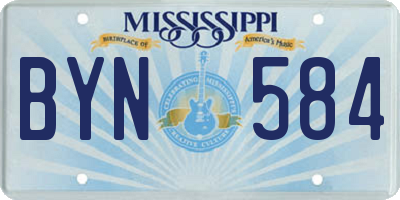 MS license plate BYN584