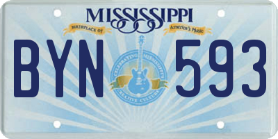 MS license plate BYN593