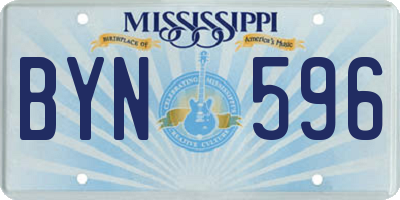 MS license plate BYN596