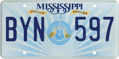 MS license plate BYN597