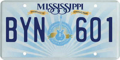 MS license plate BYN601