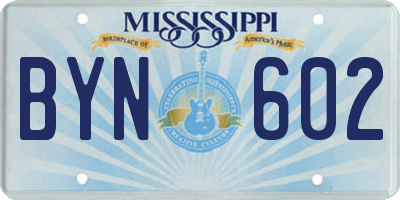 MS license plate BYN602