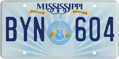 MS license plate BYN604