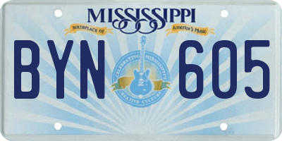 MS license plate BYN605