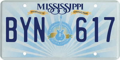 MS license plate BYN617