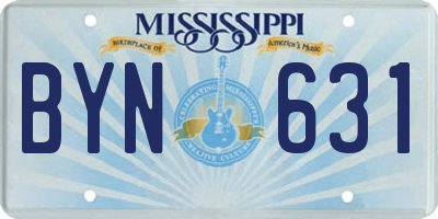 MS license plate BYN631