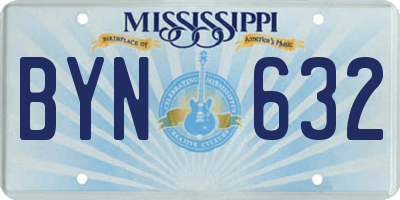 MS license plate BYN632