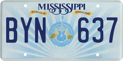 MS license plate BYN637