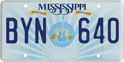 MS license plate BYN640