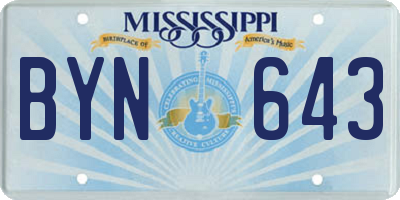 MS license plate BYN643