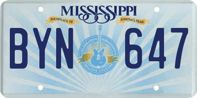 MS license plate BYN647