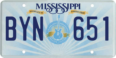 MS license plate BYN651