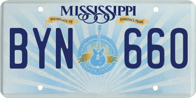 MS license plate BYN660