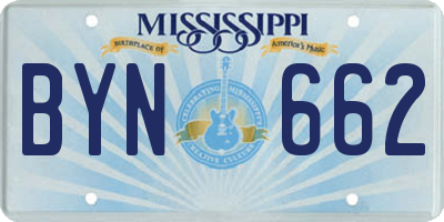 MS license plate BYN662