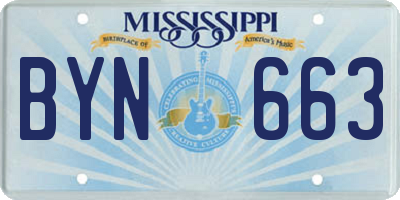 MS license plate BYN663