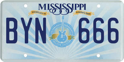 MS license plate BYN666