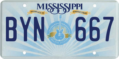 MS license plate BYN667