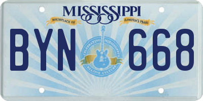 MS license plate BYN668