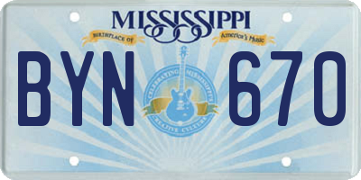 MS license plate BYN670