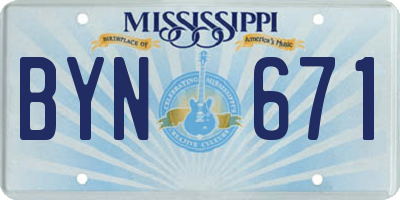 MS license plate BYN671