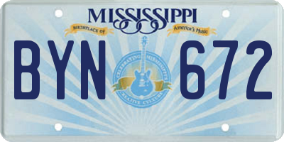 MS license plate BYN672