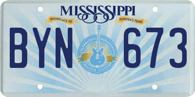 MS license plate BYN673