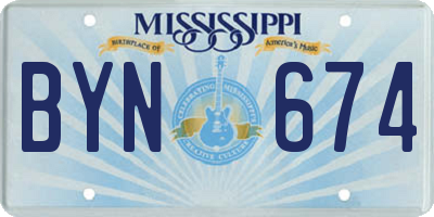 MS license plate BYN674