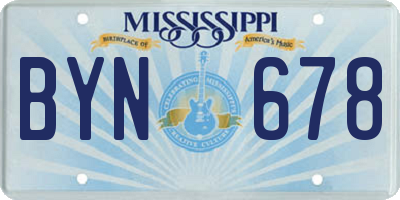MS license plate BYN678