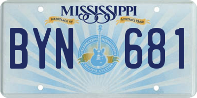 MS license plate BYN681