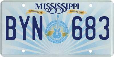 MS license plate BYN683