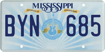 MS license plate BYN685