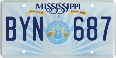 MS license plate BYN687