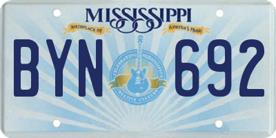 MS license plate BYN692