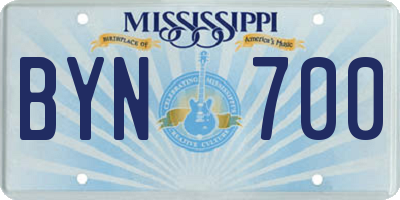 MS license plate BYN700