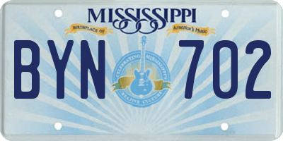 MS license plate BYN702