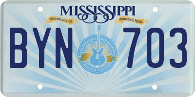 MS license plate BYN703