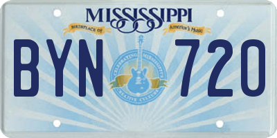 MS license plate BYN720