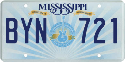 MS license plate BYN721