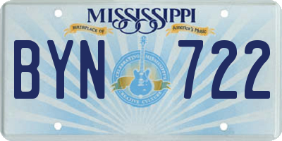 MS license plate BYN722