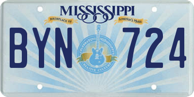 MS license plate BYN724