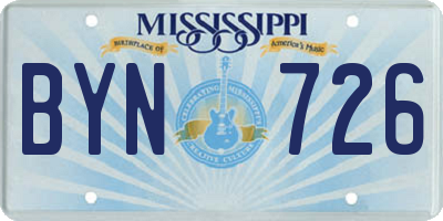 MS license plate BYN726