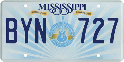 MS license plate BYN727