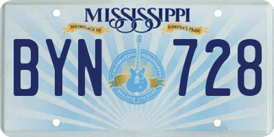MS license plate BYN728