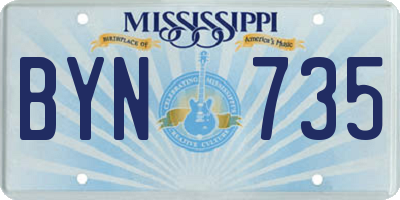 MS license plate BYN735