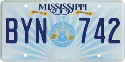 MS license plate BYN742